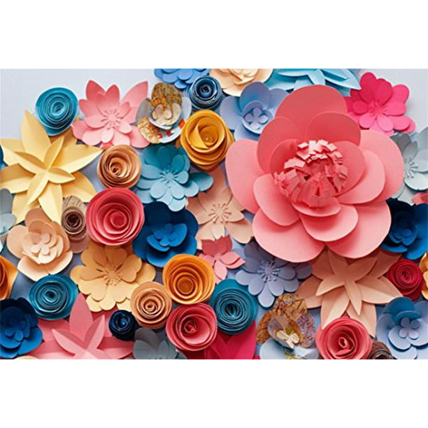 AOFOTO 10x7ft Handmade Paper Flower Backdrops Birthday Party Decoration Photography Background Baby Shower Bride Girl Woman Artistic Portrait Activity Banner Photo Shoot Studio Props Vinyl Wallpaper 